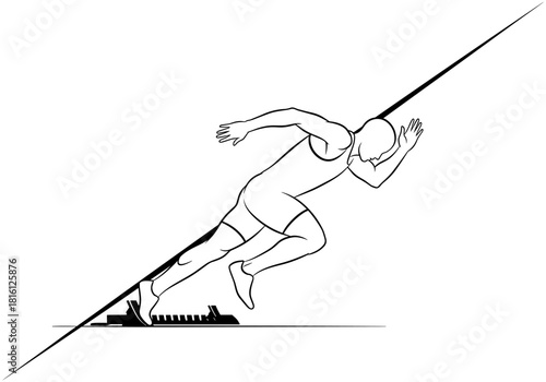 Dynamic silhouette of a sprinter accelerating at the start line