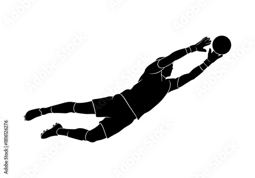 Dynamic soccer goalkeeper dive silhouette captures intensity and skill