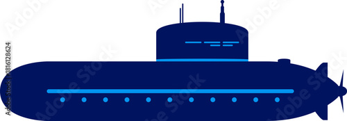 bomber submarine isolated in flat style