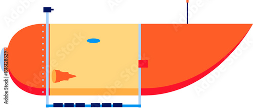 explorer submarine isolated in flat style