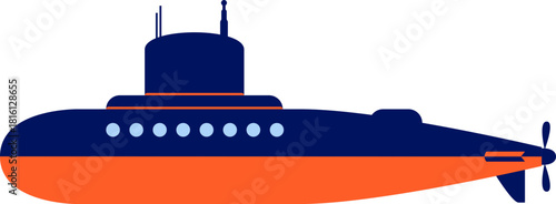 war submarine isolated in flat style