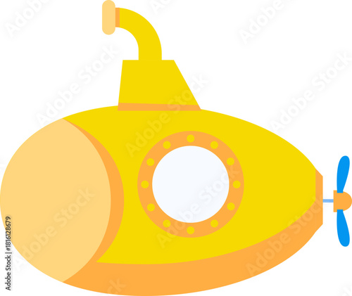 orange submarine single window isolated in flat style