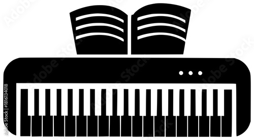 technology illustration keyboard silhouette computer logo digital icon device outline business pc work modern button laptop office communication equipment shape and vector graphic background