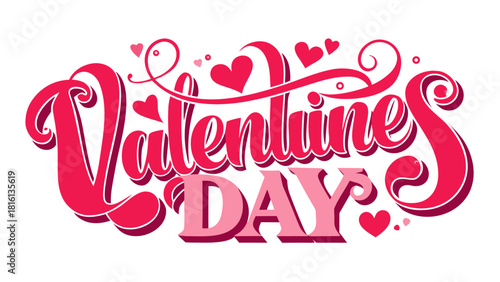 Valentines day text, isolated on white