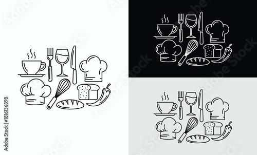 Food icons set Logo vector icon illustration
