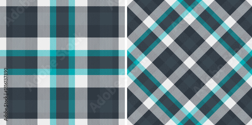 Plaid fabric texture of background textile seamless with a tartan pattern vector check. Set in dark colors. Herringbone patterns in fashion and design.