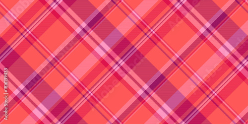 Tribal pattern textile check, awesome vector tartan seamless. 1960s background fabric texture plaid in red and pink colors.