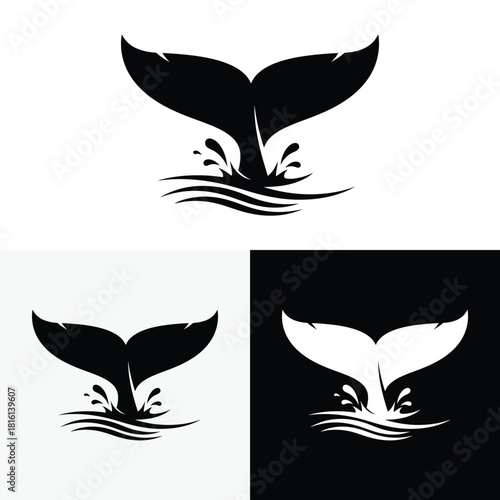 whale tail logo vector icon illustration