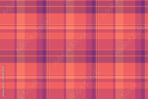October fabric check tartan, age textile plaid texture. Real vector seamless pattern background in red and pink colors.