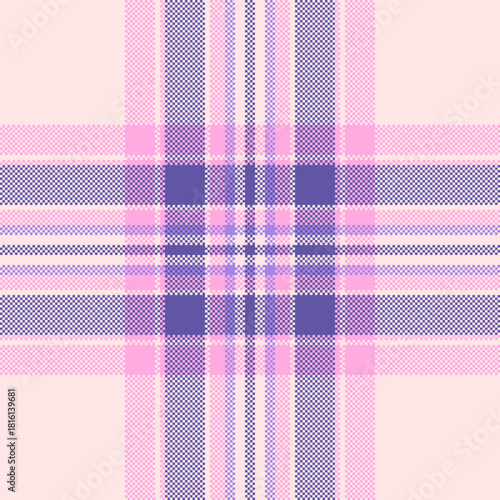 Delicate pixelated plaid pattern in pastel hues. Ideal for backgrounds, textures, digital art,  design projects seeking a unique, retromodern aesthetic.