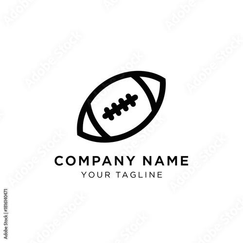 Minimalist American football logo icon with placeholder text for company name and tagline.