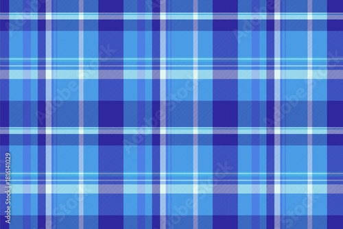 Multi fabric seamless vector, styled check background textile. Loft texture pattern plaid tartan in cyan and blue colors.