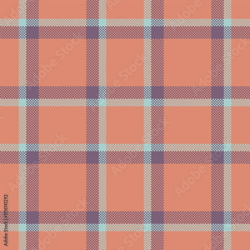 Seamless plaid pattern. Pixel art style tartan design in warm earthy hues. Versatile for backgrounds, textiles, and digital design.