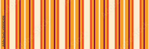 Ttore fabric pattern texture, sheet textile lines seamless. Tixties stripe vertical background vector in orange and red colors.