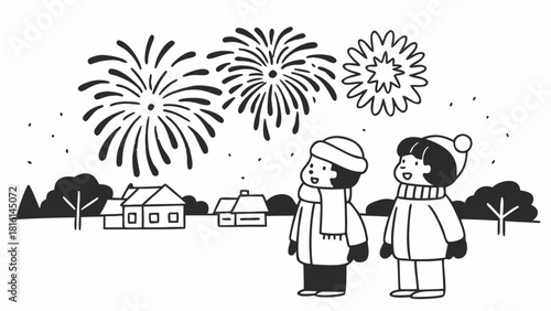 Kids watch fireworks