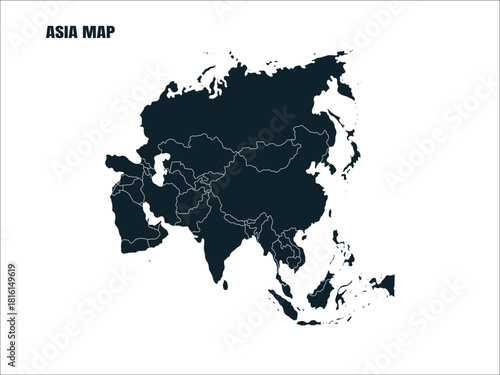 Asia map vector continent silhouette for infographic