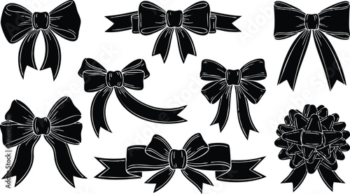 Decorative bows vector illustrations for creative projects and celebrations including gifts and special occasions 