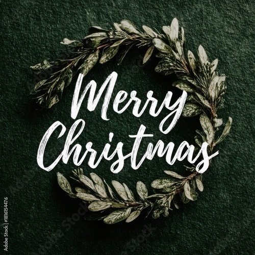 Minimalist Dark Christmas Greeting: Hand-Lettered White 