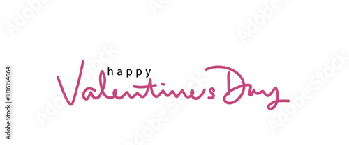 Happy Valentines Day greeting card. Calligraphic design for print cards, banner, poster Hand drawn text lettering for Valentines Day with hearts shape Vector illustration isolated on white background.