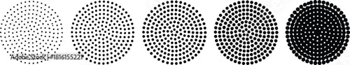 Circular dot patterns transitioning from light to dark shades for graphic design projects and illustrations 