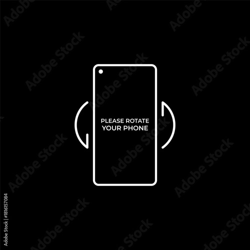 A minimalist line-art illustration of a smartphone featuring the rotate your phone icon
