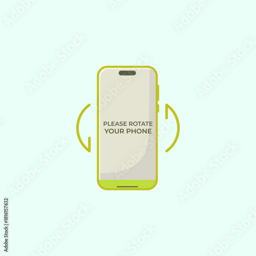 Illustration of a smartphone with a rotate your phone icon. This cute colored phone illustration is perfect for changing the phone's position