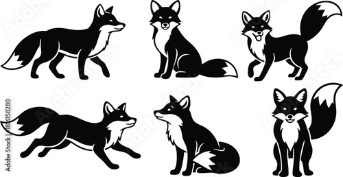 Playful fox illustrations showcasing various poses and expressions in a charming and engaging style 