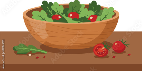 A Bowl of Healthy Salad with Fresh Greens and Tomatoes