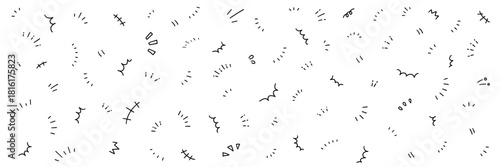 手書きの飾りイラストのベクターイラストセット。手描き、集中線、注目