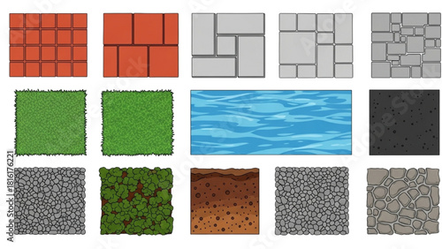 Seamless Textured Surfaces Ground, Stone, Water, and Paving Patterns