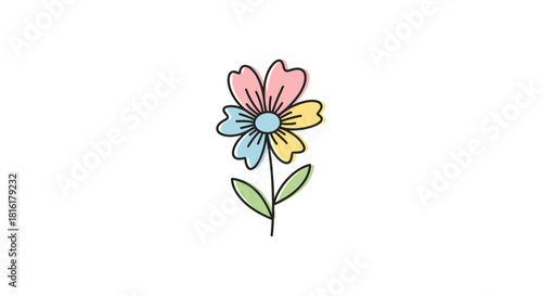 Whimsical floral illustration with pastel petals and hand-drawn style perfect for design elements