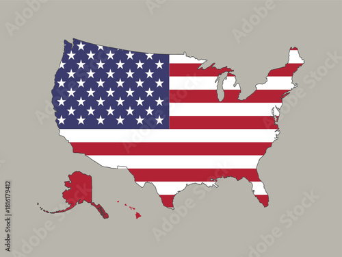 USA map with flag vector illustration isolated