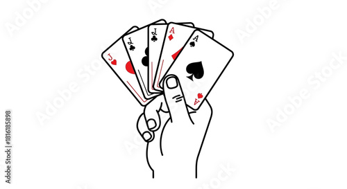 Ace high hand illustration, showing the thrill of victory in games of chance