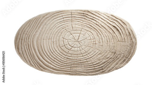 Rustic tree stump cross section showing annual rings and natural wood grain texture, perfect for background, design element, or natural material concept on transparent background, png