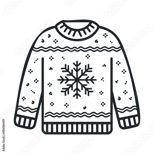 Cozy knit sweater design for winter gatherings and celebrations.Vector hand draw