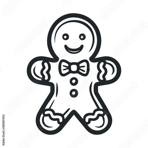 Gingerbread man cookie design for holiday celebrations and crafts.Vector
