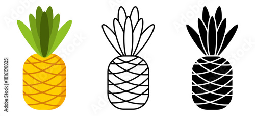 Fresh pineapple isolated flat vector illustration