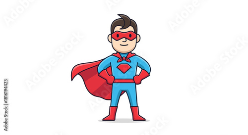 Cartoon superhero character with confident pose and vibrant colors illustration