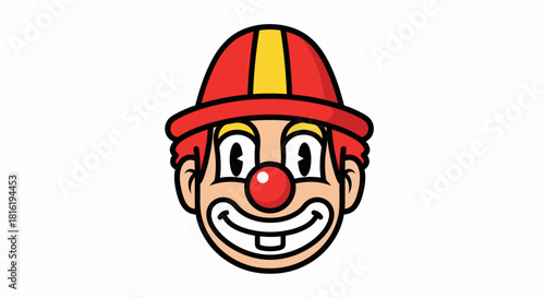 Cartoon clown face with bright colors and exaggerated features perfect for playful designs