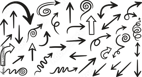 Hand drawn arrow collection directional elements for design and illustration projects