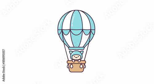 Whimsical balloon adventure illustration with cute character for children's book design
