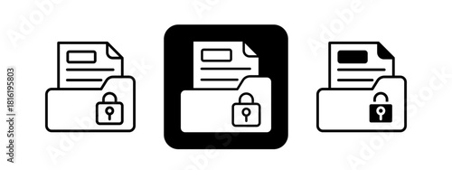 Confidential Solid color and black line drawing vector illustration set