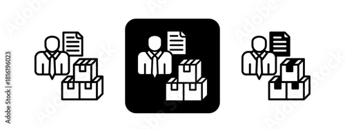 Supplier Solid color and black line drawing vector illustration set