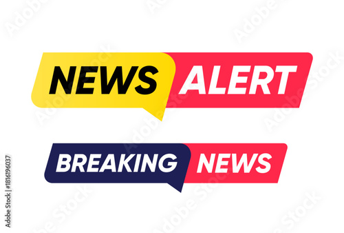 News Alert and Breaking News Speech Bubble Label Banner Set