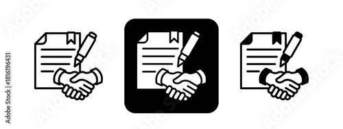 Agreement  Solid color and black line drawing vector illustration set