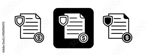 Indemnity Solid color and black line drawing vector illustration set