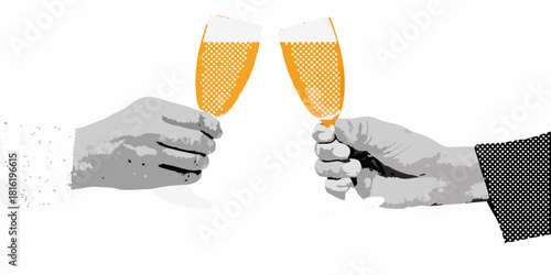 Toast to success two hands clinking champagne glasses in celebration