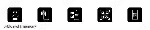 Contactless QR Code Scan Icons for App and Web Interface