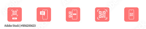 Contactless QR Code Scan Icons for App and Web Interface