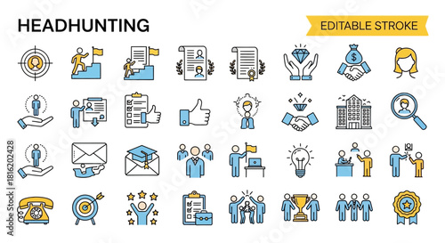 Sleek Line Icon Collection for Data Analytics, Business Intelligence, and Digital Technology Solutions, Visualizing Modern Data Processing and Strategy Concepts